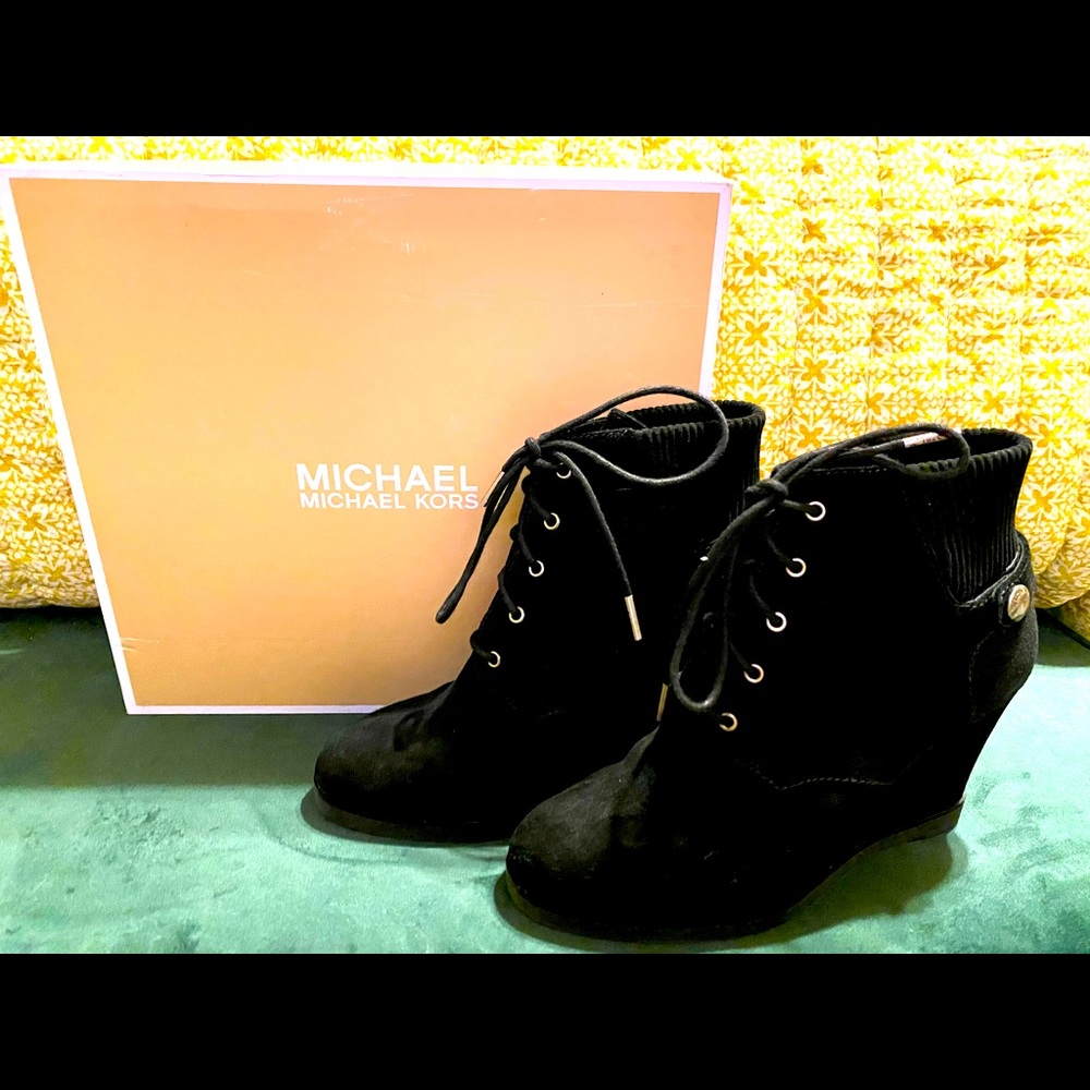 Michael Kors black suede ankle booties UEC